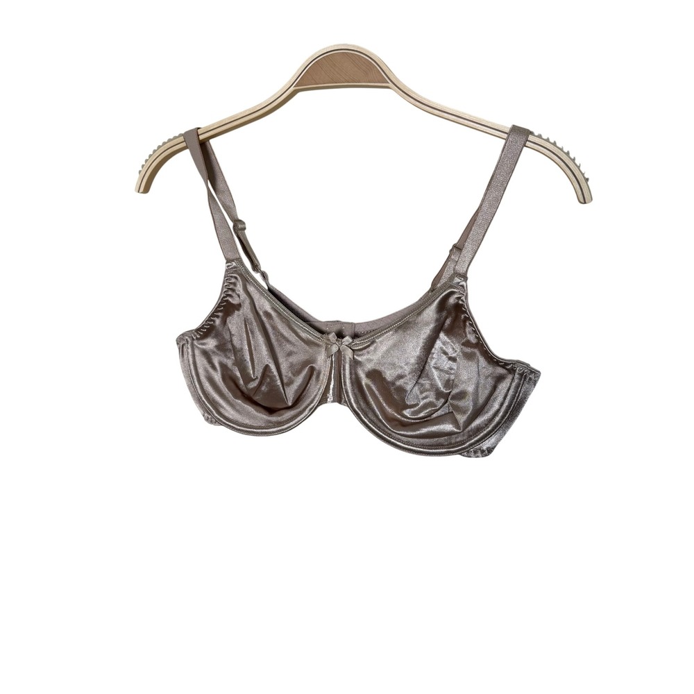 Satin Caress Taupe Metallic Underwire Bra Unlined Full Coverage 38C